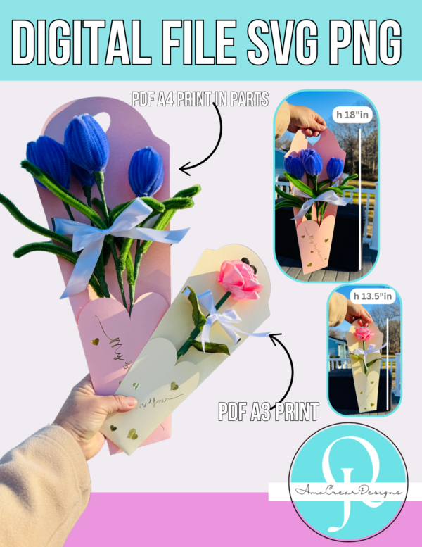 mockup envoltura flores 2 Packing Flores / Envoltura flores 2 medidas / SVG / CRICUT CAMEO SCANCUT / STUDIO / PDF A3 / A4 / VALENTINES