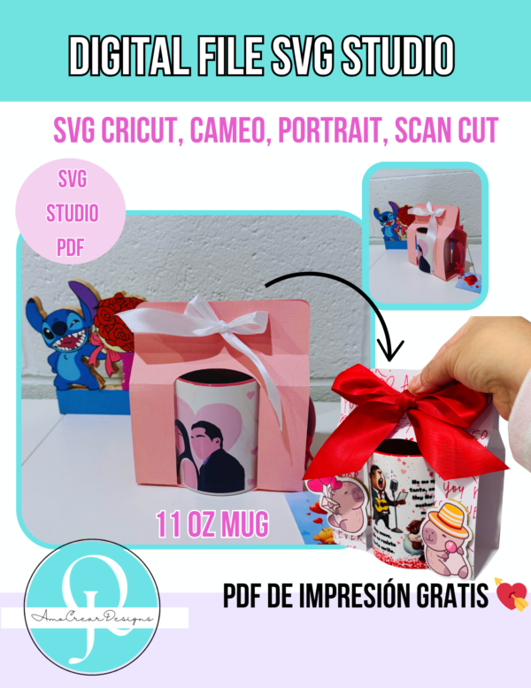 Holder basico taza 11 oz / svg / pdf / studio / digital file / cricut / cameo / scancut / valentines / capibaras