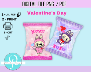 LABUBU 2 CHIPS BAGS / VALENTINES DAY / PNG / PDF