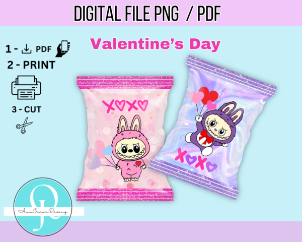 LABUBU 2 CHIPS BAGS / VALENTINES DAY / PNG / PDF