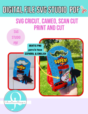 mi heroe no vuela mockup Porta taza 11 oz / DIA DEL PADRE / PRINT AND CUT / SVG CRICUT SCAN CUT / PDF TIJERAS / STUDIO CAMEO / MI HEROE NO VUELA / FATHERS DAY / DIGITAL FILE / MUG