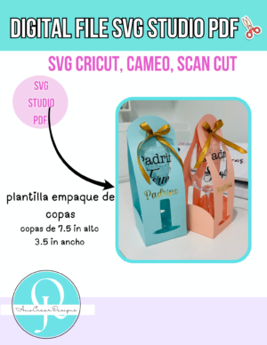 empaque copas EMPAQUE DE COPA / SVG CRICUT, SCAN CUT / STUDIO CAMEO, PORTRAIT / PDF TIJERAS TAMAÑO CARTA 8.5 X 11 IN / DIGITAL FILE /