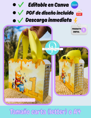Bolsa Boutique Bag, bolsa de cumpleaños, bolsa de regalo, editable en Canva gratis o pro 2 editables y pdf de 3 diseños gratis, archivo digital