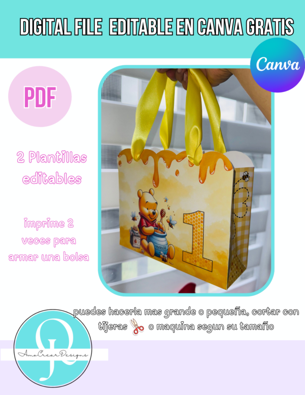 BOLSA BOUTIQUE / BOUTIQUE BAG /EDITABLE EN CANVA GRATIS O PAGA / INCLUYE DOS EDITABLES Y DISEÑOS YA HECHOS GRATIS / DIGITAL FILE