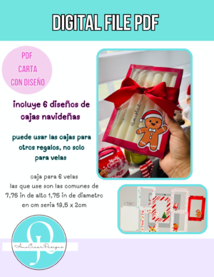 velas mockup Cajas para velas 6 pdf listos para imprimir con diseños de cajas de Navidad / Christmas / pdf / tijeras