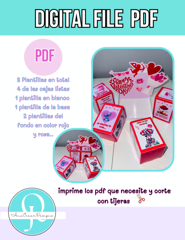 MOCKUP SORPRESAS PINK Cajas sorpresas de San Valentin Day / Suprise boxes valentines/ PDF / DIGITAL FILE / DESCARGA INMEDIATA
