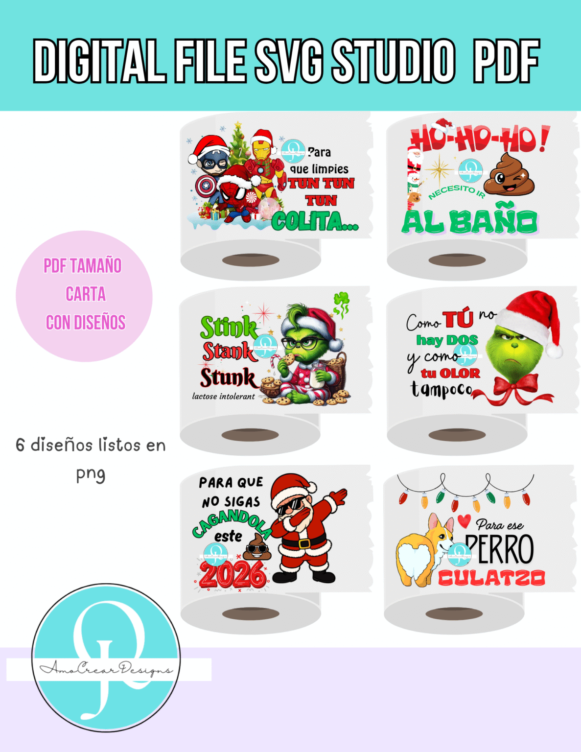 Diseños de papel de baño navidad / Christmas paper toilet design / png ...