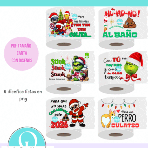 Diseños de papel de baño navidad / Christmas paper toilet design / png / pdf / digital file /