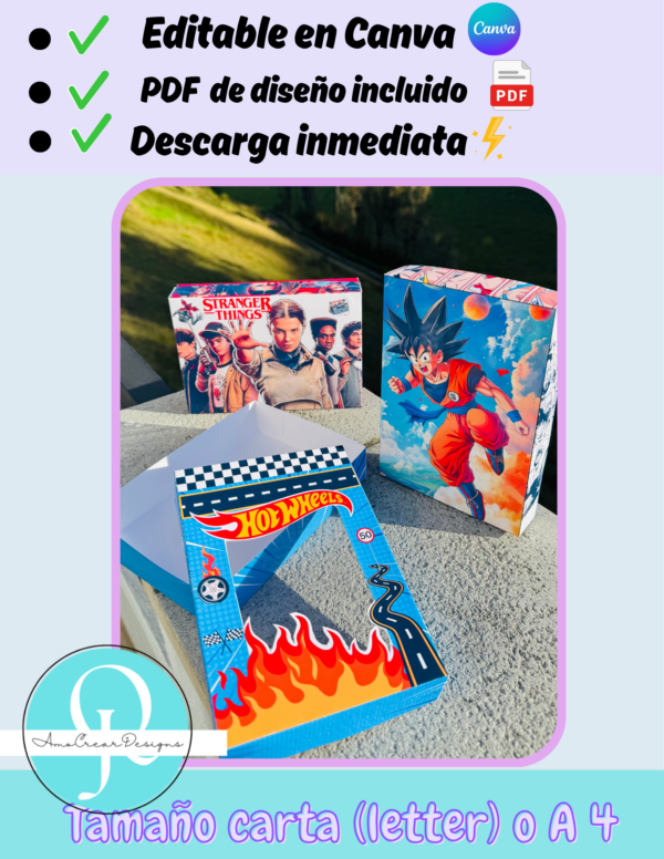 Hot wheels CAJA EDITABLE EN CANVA / VALENTINES, DIA DEL HOMBRE, DIA DEL PADRE, INCLUYE 4 DISEÑOS / DIGITAL FILE /