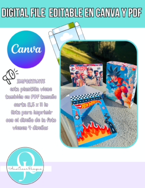 caja editable foto CAJA EDITABLE EN CANVA / VALENTINES INCLUYE 4 DISEÑOS / DIGITAL FILE /