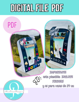 porta vaso 2026 grado Graduacion porta vaso 24 oz / PDF / Imprime y corta con tijeras / digital file / Grad / Graduate holder cup / incluye stickers / imprime en tamaño carta 8.5 in x 11 in