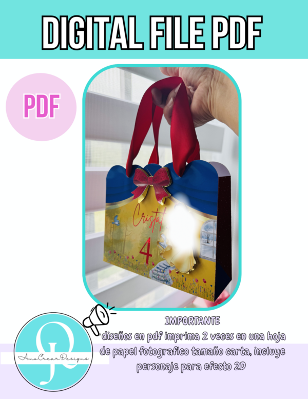 FOTO BLANCA NIEVES PDF BOUTIQUE BAG /BLANCA / PDF LISTO PARA IMPRIMIR / DIGITAL FILE