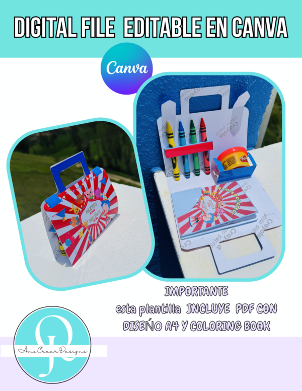 PLAY-DOH & CRAYOLA ESTUCHE Y LIBRO DE COLOREAR / COLORING BOOK / CRAYONS CASE / EDITABLE EN CANVA / A 4 / PDF INCLUIDO