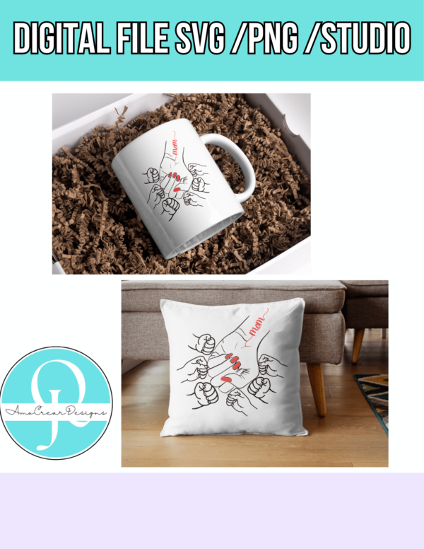 Manos mamá hijos / hands mom / digital file svg / png / studio / dia de la madre