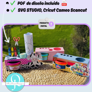 Playdoh, caja para plastilina y crayolas, editable en canva, SVG, STUDIO, PDF gratis diseño de vaca, hojas para colorear de pascua