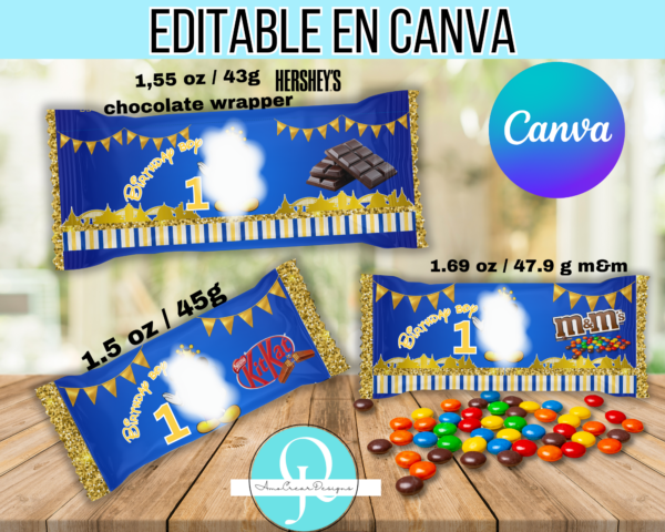 foto chocolates PACK 3 ENVOLTURAS DE CHOCOLATE / EDITABLE EN CANVA / DIGITAL FILE / INCLUYE PDF DEL DISEÑO