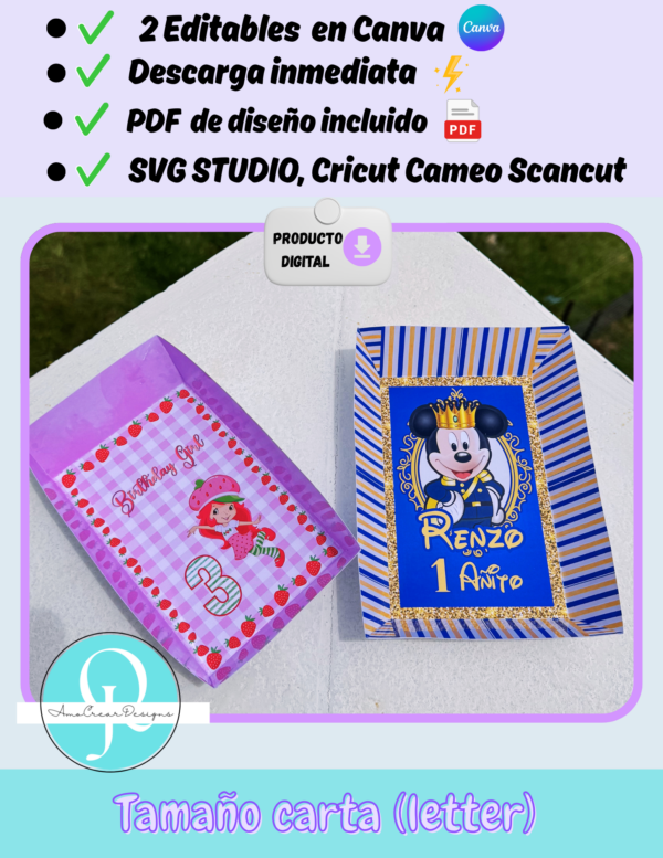 Platos de cumpleaños, bandejas de cumpleaños, editable en canva svg studio pdf 2 diseños archivo digital descarga inmediata