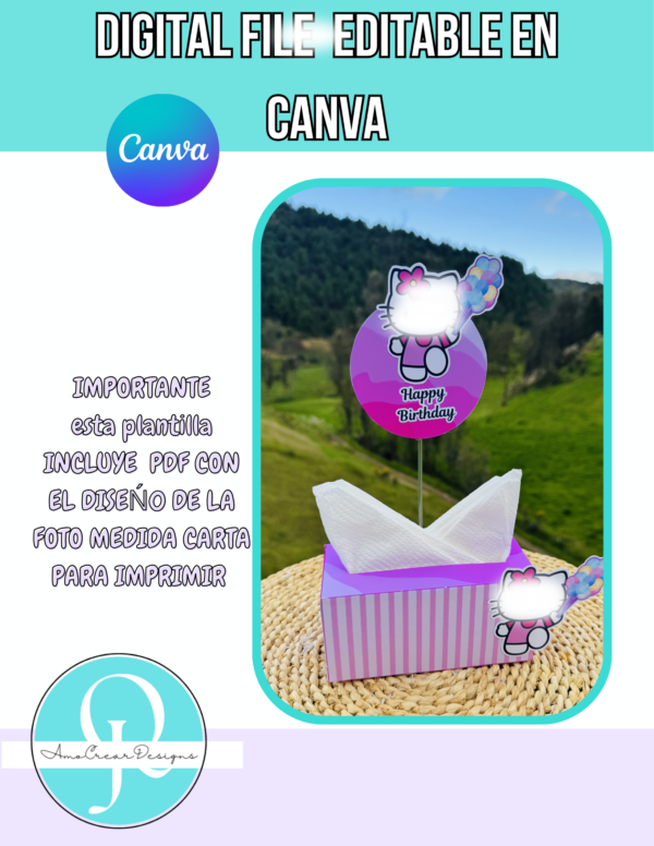 SERVILLETERO EDITABLE EN CANVA / BIRTHDAY PARTY / CENTRO DE MESA / CUMPLEAÑOS / DIGITAL FILE