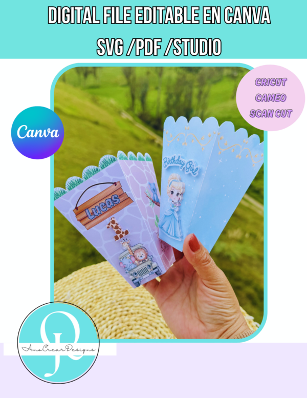 POP CORN CUP / EDITABLE EN CANVA / ARCHIVOS DE CORTE / SVG CRICUT / SVG SCAN CUT / STUDIO CAMEO / DIGITAL FILE /