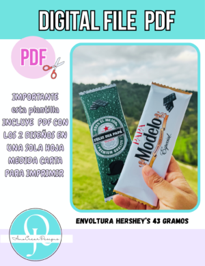 ENVOLTURA CHOCOLATES DE CERVEZA / PAPA CHOCOLATES / HERSHEY'S BAR 43 GM / PDF TIJERAS /