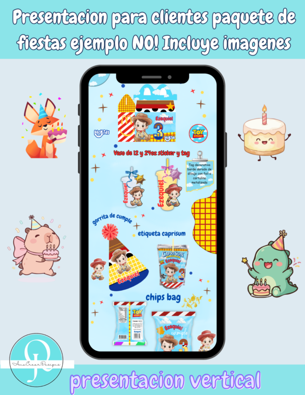 Propuesta para clientes, cajita feliz paquete de 5 mockups de fiestas infantiles, archivo digital, descarga inmediata
