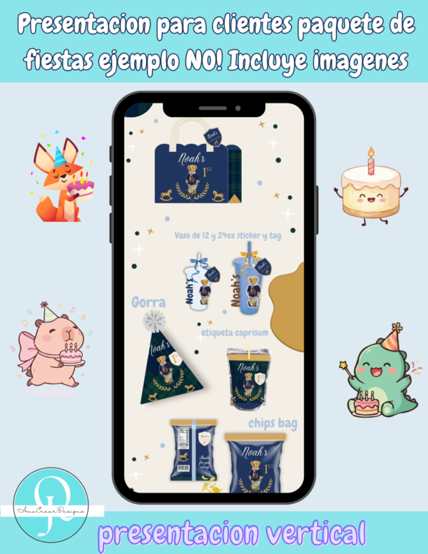 Propuesta para clientes, Presentacion de paquete de fiestas EDITABLE en Canva, incluye 6 productos editables, archivo digital, descarga inmediata