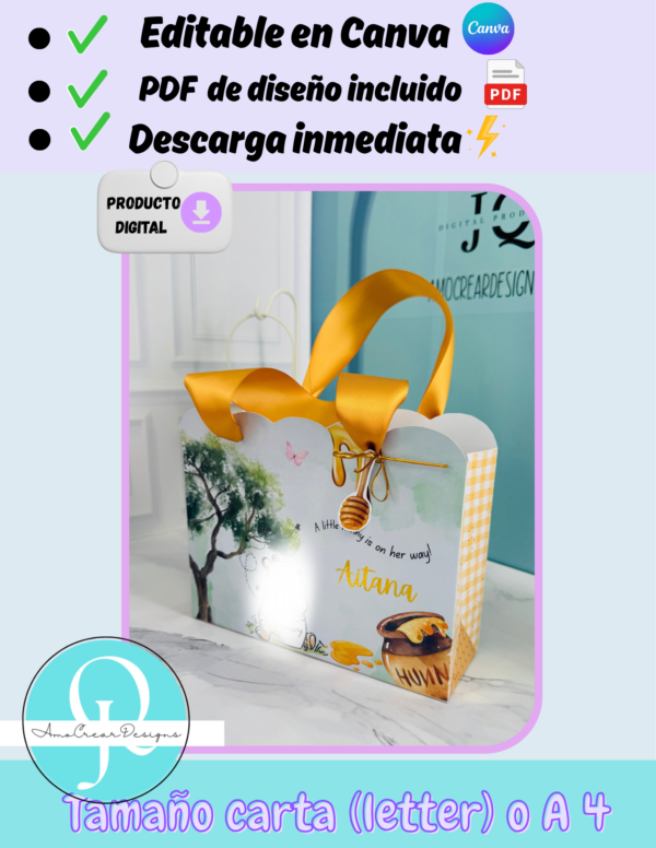Boutique Bag Editable en Canva, pdf de diseño gratis, descarga inmediata archivo digital