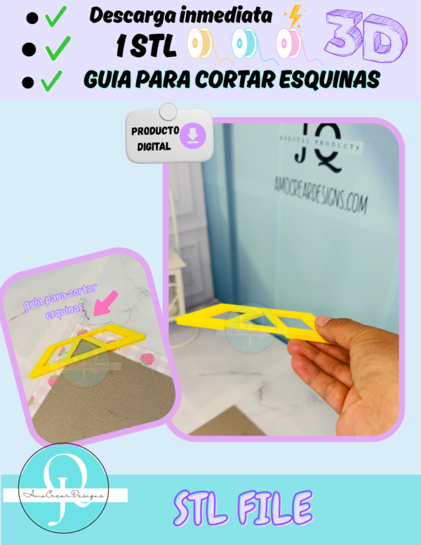 GUIA de corte de esquinas, STL para impresoras 3D, Descarga inmediata, Archivo digital