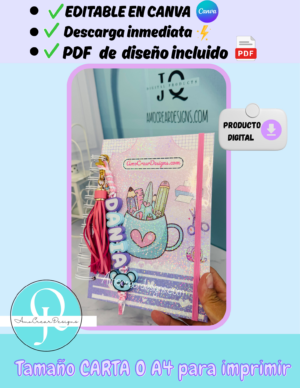 Libreta A5, Editable en Canva, pdf de diseño listo para imprimir, plantilla digital, descarga inmediata