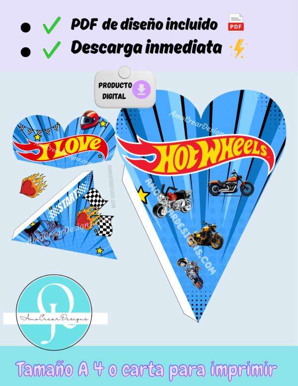HOTWHEELS Motos, ramo PDF, descarga inmediata, archivo digital