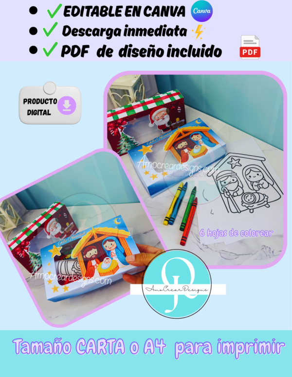 cajas de actividades de navidad, niños Editable en Canva, pdf de diseños incluidos, archivo digital, descarga inmediata