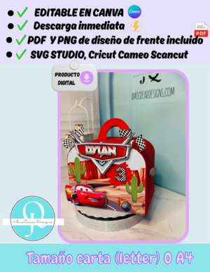 CARS Travel Box, editable en canva, archivo de corte svg studio para cricut, cameo, scancut, descarga inmediata
