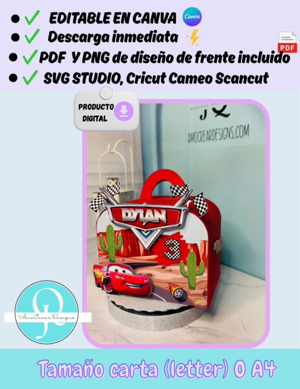CARS Travel Box, editable en canva, archivo de corte svg studio para cricut, cameo, scancut, descarga inmediata